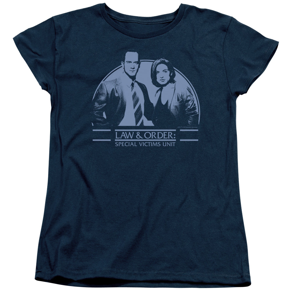 AN OFFCIALLY LICENSED LAW AND ORDER SVU ELLIOT&OLIVIA WOMEN'S REGULAR FIT T-SHIRT NAVY