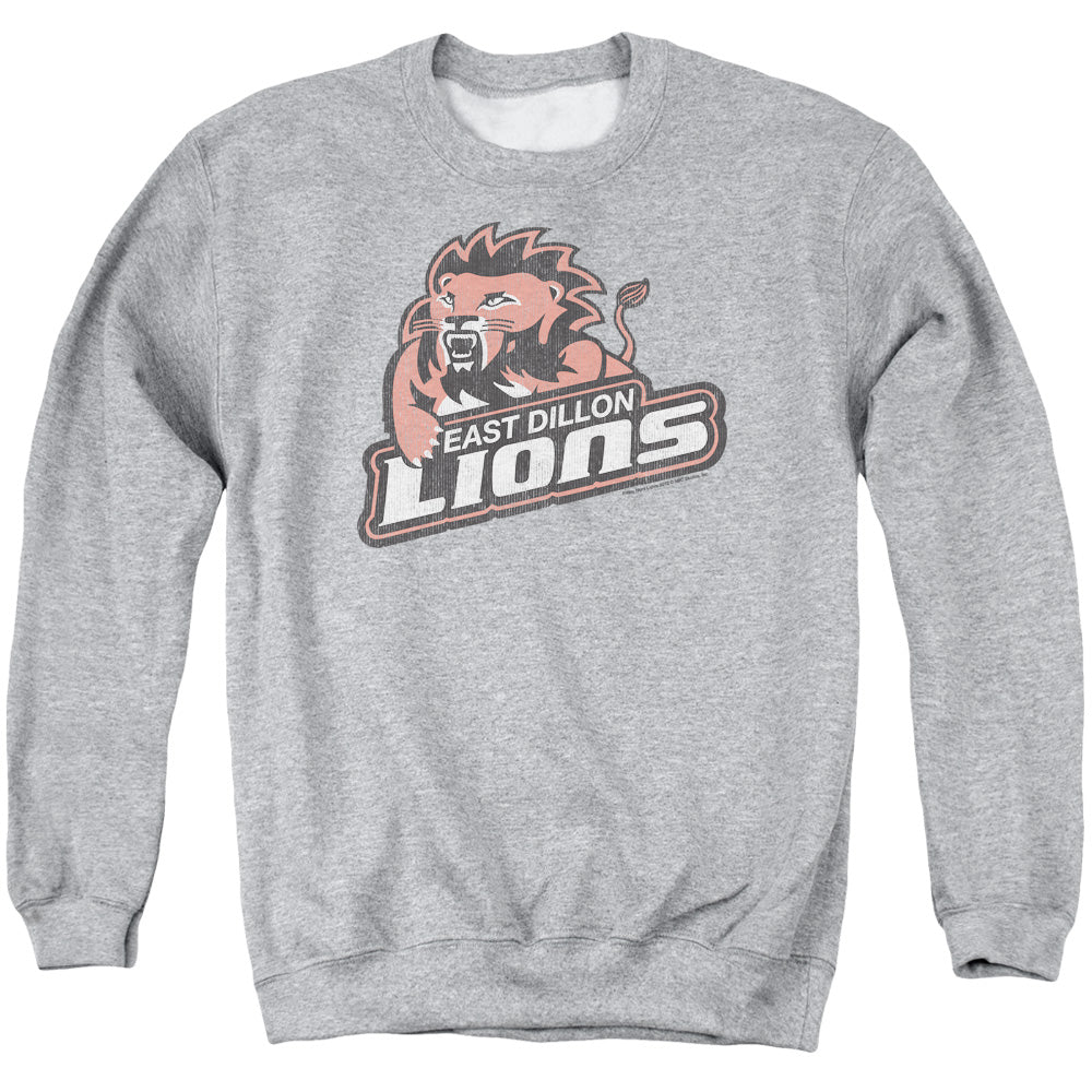 AN OFFCIALLY LICENSED FRIDAY NIGHT LIGHTS EAST DILLION LIONS ADULT UNISEX CREWNECK SWEATSHIRT ATHLETIC HEATHER