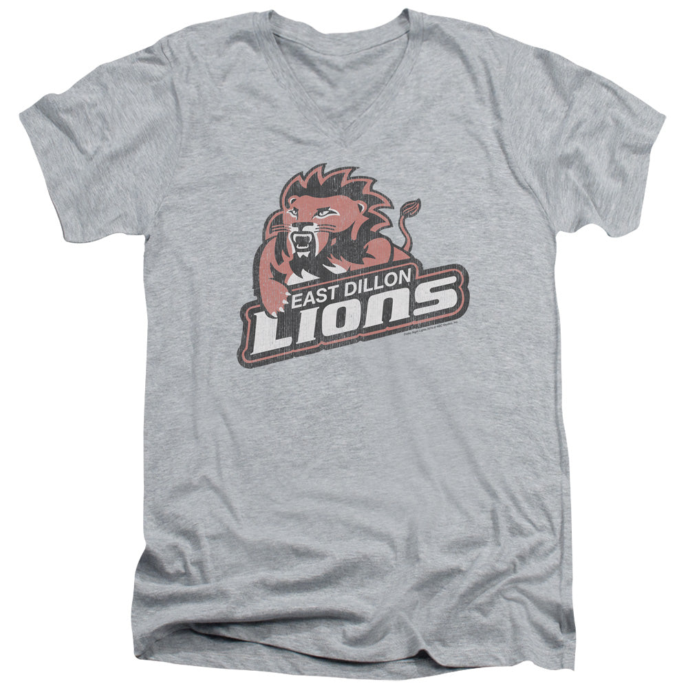 AN OFFCIALLY LICENSED FRIDAY NIGHT LIGHTS EAST DILLION LIONS MEN'S V-NECK T-SHIRT ATHLETIC HEATHER