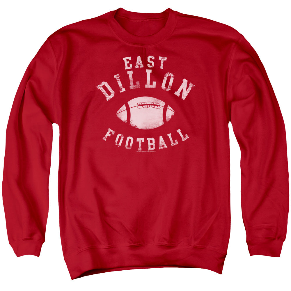 AN OFFCIALLY LICENSED FRIDAY NIGHT LIGHTS EAST DILLON FOOTBALL ADULT UNISEX CREWNECK SWEATSHIRT RED
