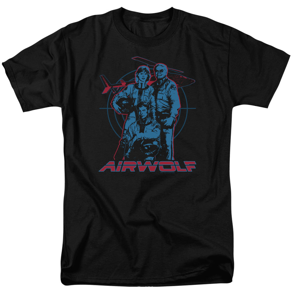 AN OFFCIALLY LICENSED AIRWOLF GRAPHIC MEN'S REGULAR FIT T-SHIRT BLACK
