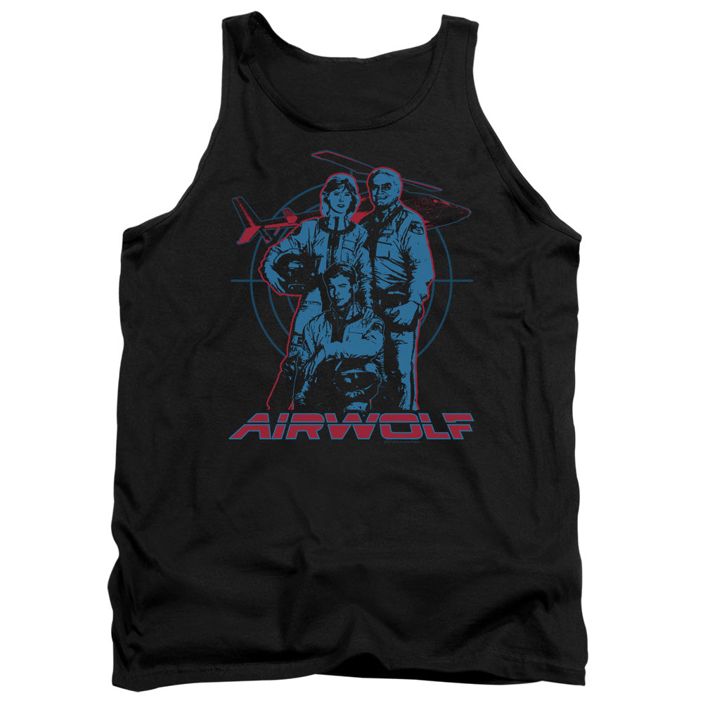 AN OFFCIALLY LICENSED AIRWOLF GRAPHIC ADULT UNISEX TANK TOP BLACK
