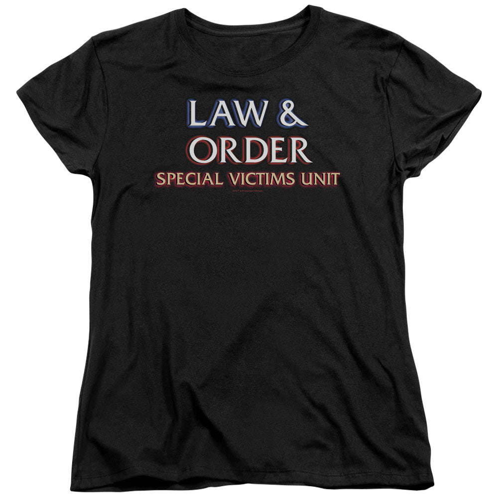 AN OFFCIALLY LICENSED LAW AND ORDER SVU LOGO WOMEN'S REGULAR FIT T-SHIRT BLACK