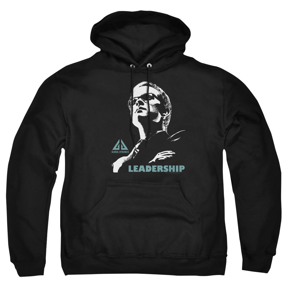 AN OFFCIALLY LICENSED EUREKA LEADERSHIP POSTER ADULT UNISEX PULLOVER HOODIE BLACK
