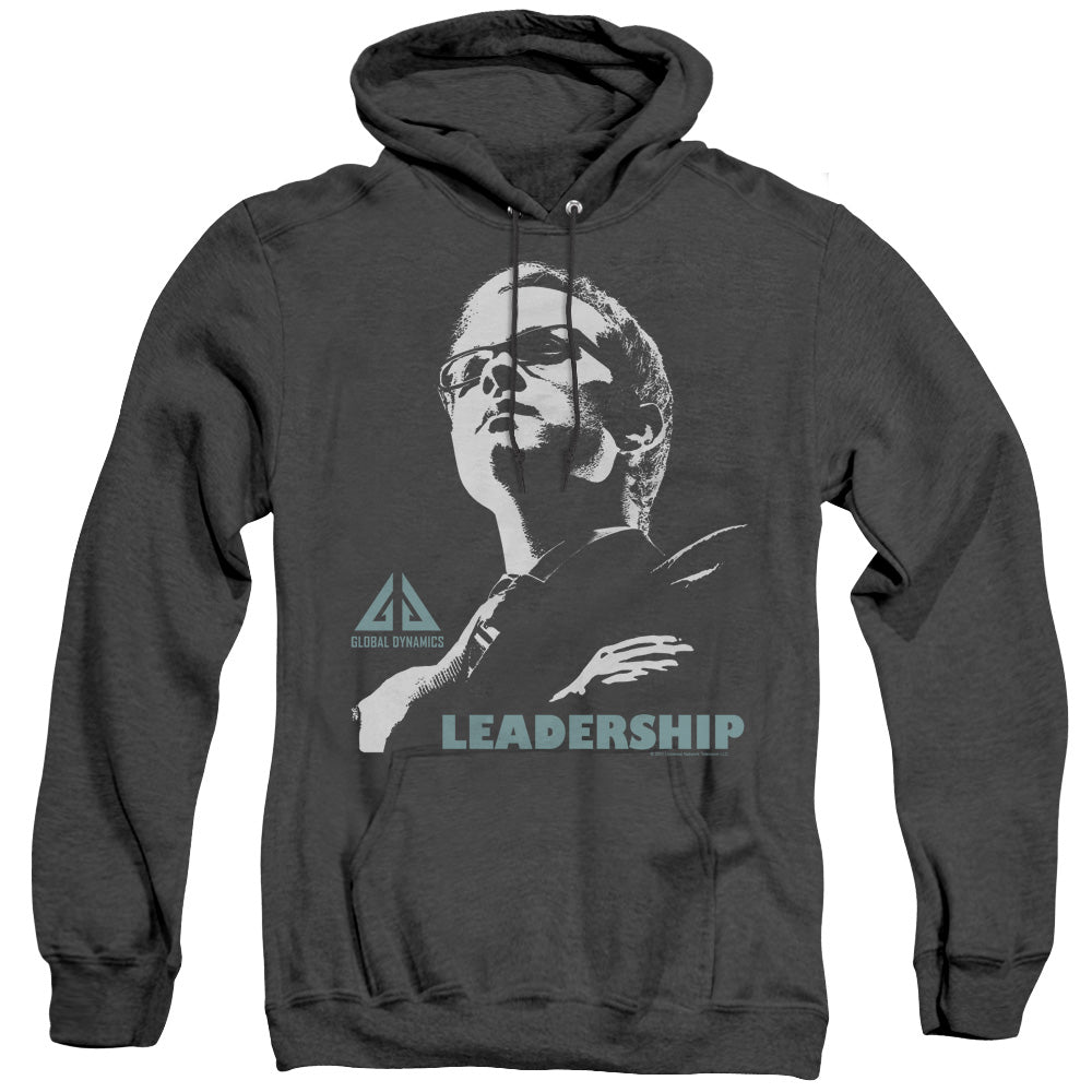 AN OFFCIALLY LICENSED EUREKA LEADERSHIP POSTER ADULT UNISEX HEATHER PULLOVER HOODIE BLACK