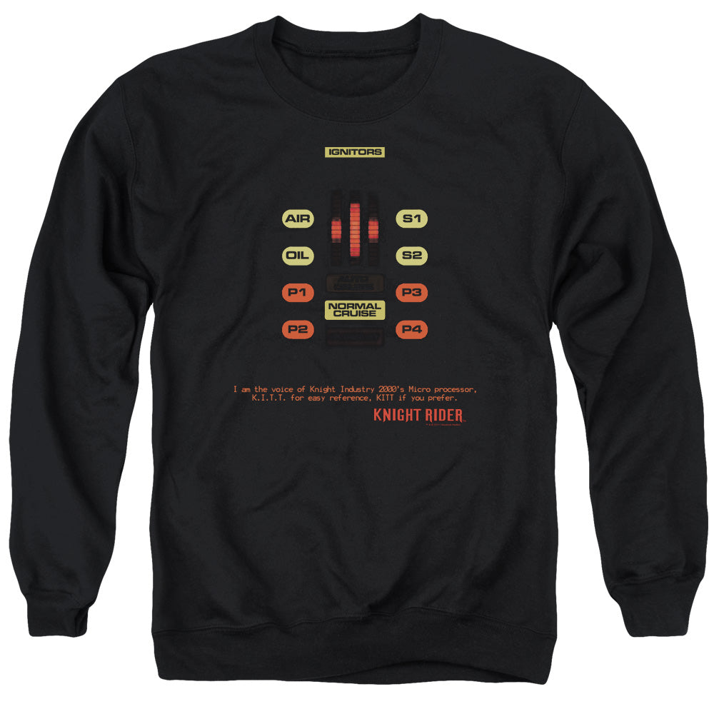 AN OFFCIALLY LICENSED KNIGHT RIDER KITT CONSOL ADULT UNISEX CREWNECK SWEATSHIRT BLACK