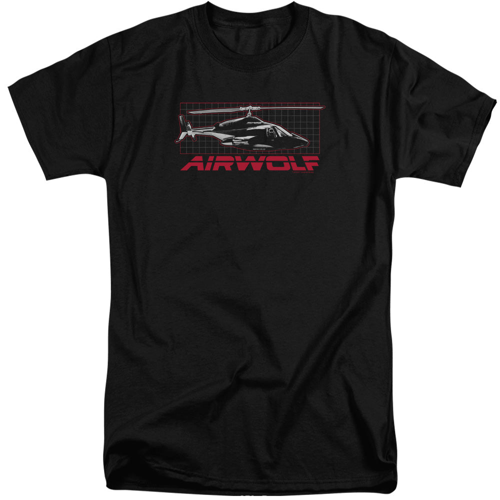 AN OFFCIALLY LICENSED AIRWOLF GRID MEN'S TALL FIT T-SHIRT BLACK