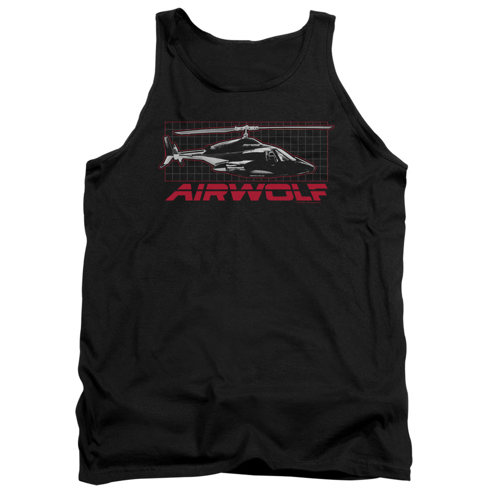 AN OFFCIALLY LICENSED AIRWOLF GRID ADULT UNISEX TANK TOP BLACK