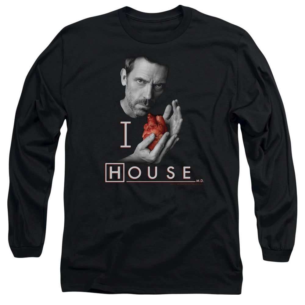 AN OFFCIALLY LICENSED HOUSE I HEART HOUSE MEN'S LONG SLEEVE T-SHIRT BLACK