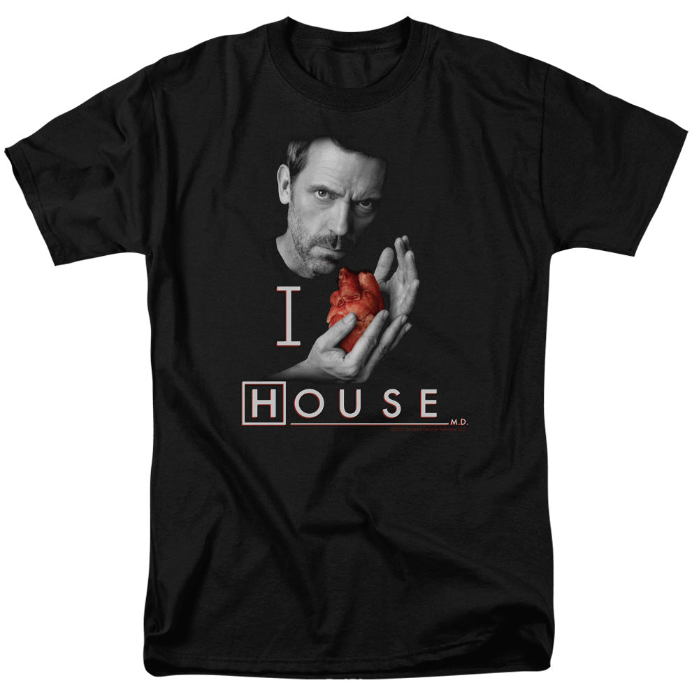 AN OFFCIALLY LICENSED HOUSE I HEART HOUSE MEN'S REGULAR FIT T-SHIRT BLACK