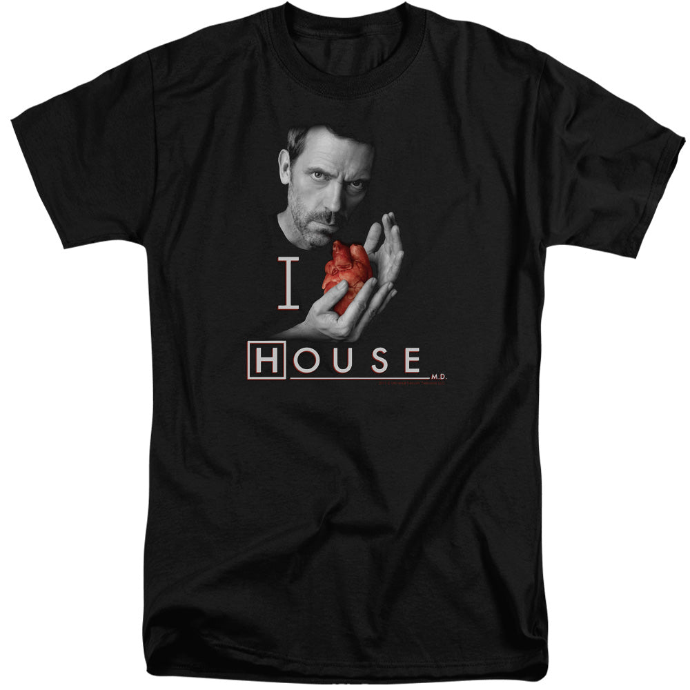 AN OFFCIALLY LICENSED HOUSE I HEART HOUSE MEN'S TALL FIT T-SHIRT BLACK