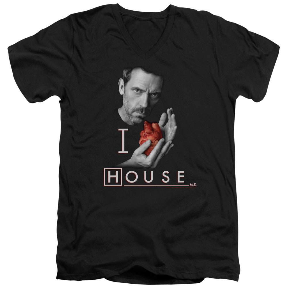 AN OFFCIALLY LICENSED HOUSE I HEART HOUSE MEN'S V-NECK T-SHIRT BLACK