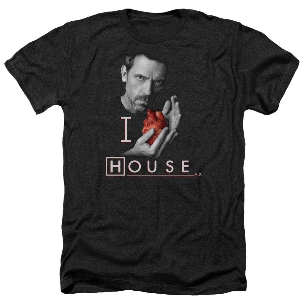 AN OFFCIALLY LICENSED HOUSE I HEART HOUSE MEN'S HEATHER T-SHIRT CHARCOAL