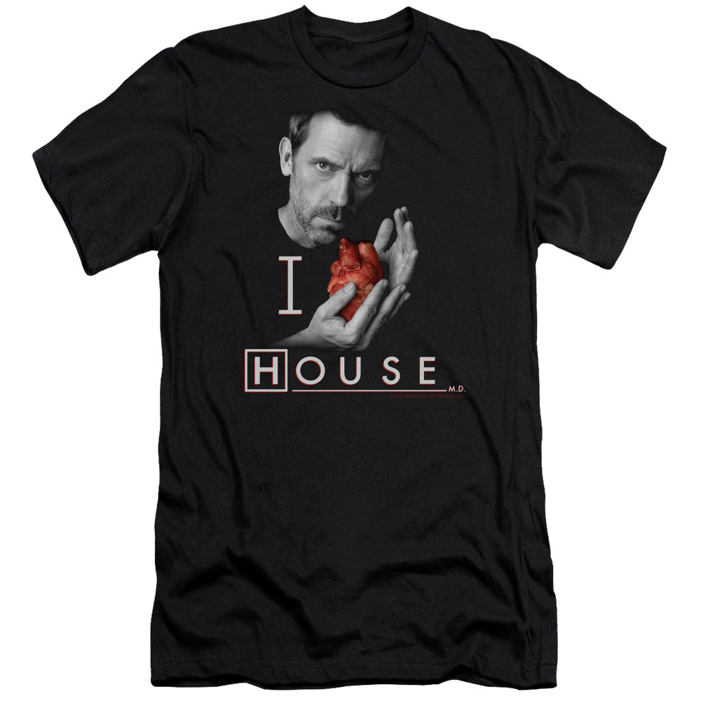 AN OFFCIALLY LICENSED HOUSE I HEART HOUSE MEN'S PREMIUM SLIM FIT T-SHIRT BLACK