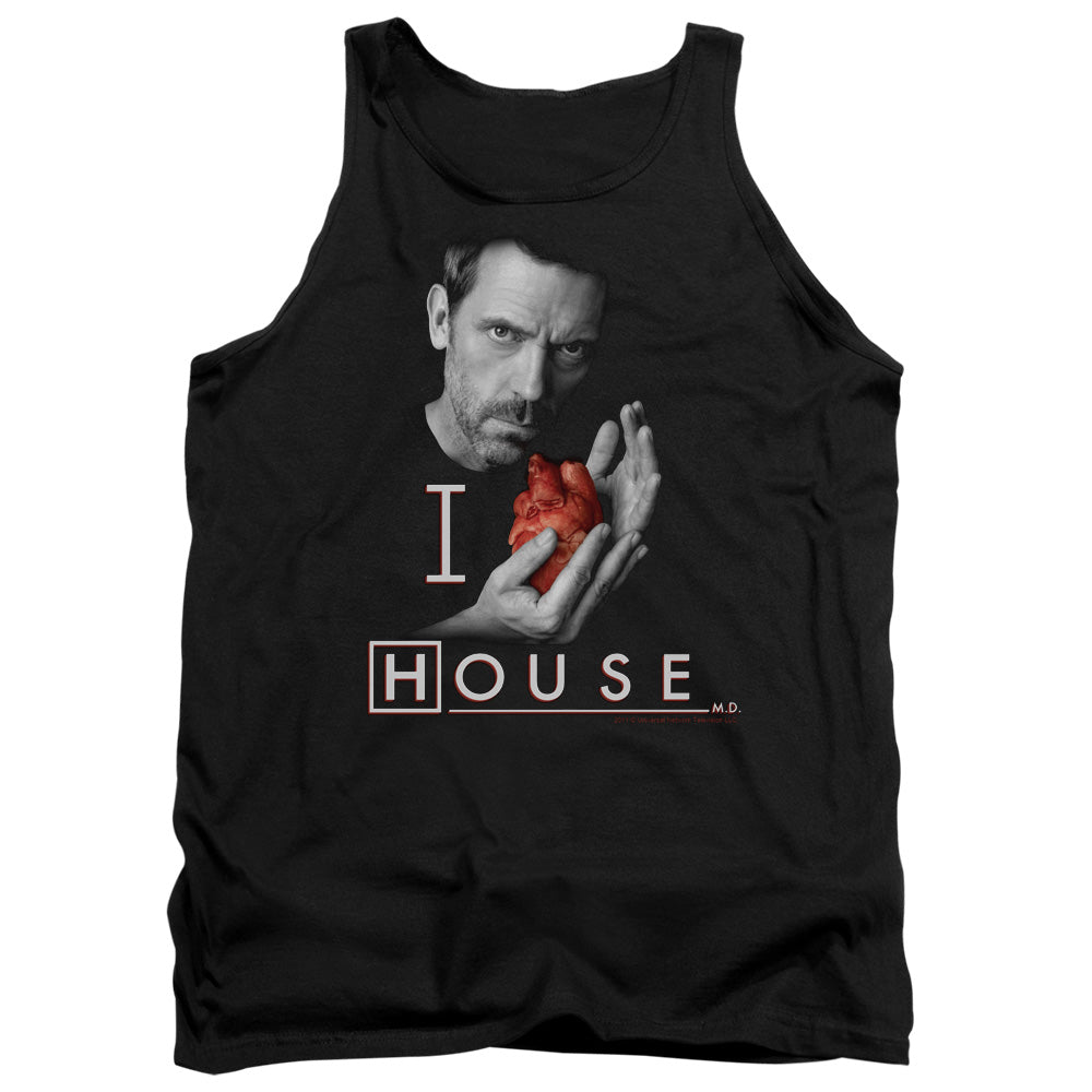 AN OFFCIALLY LICENSED HOUSE I HEART HOUSE ADULT UNISEX TANK TOP BLACK