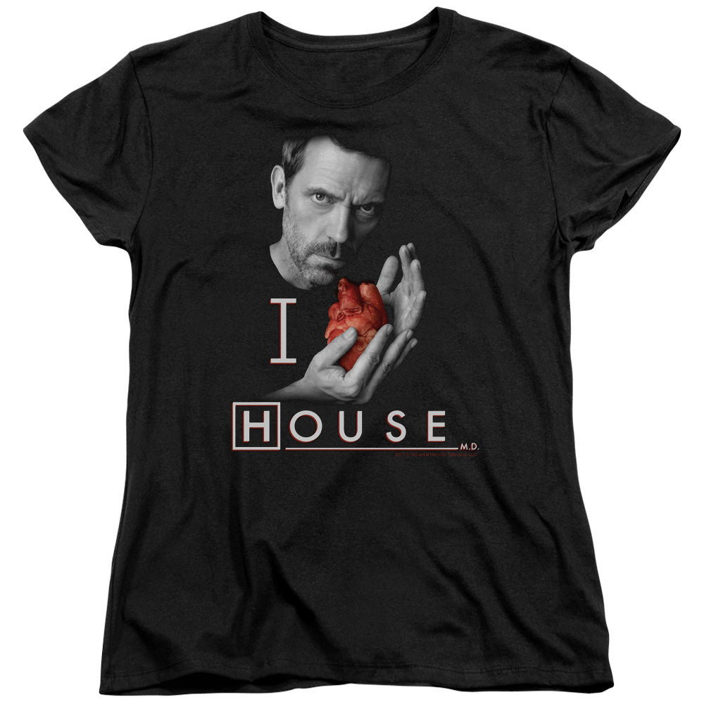 AN OFFCIALLY LICENSED HOUSE I HEART HOUSE WOMEN'S REGULAR FIT T-SHIRT BLACK
