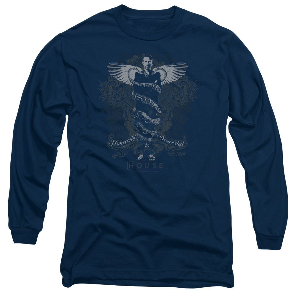 AN OFFCIALLY LICENSED HOUSE HUMANITY IS OVERRATED MEN'S LONG SLEEVE T-SHIRT NAVY