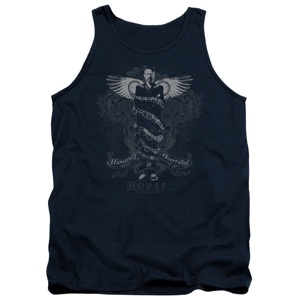 AN OFFCIALLY LICENSED HOUSE HUMANITY IS OVERRATED ADULT UNISEX TANK TOP NAVY