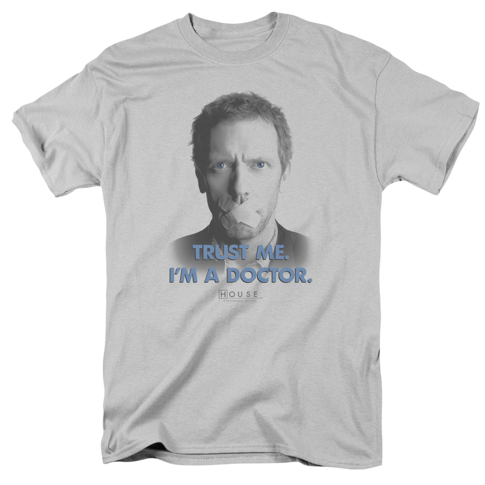 AN OFFCIALLY LICENSED HOUSE TRUST ME MEN'S REGULAR FIT T-SHIRT SILVER