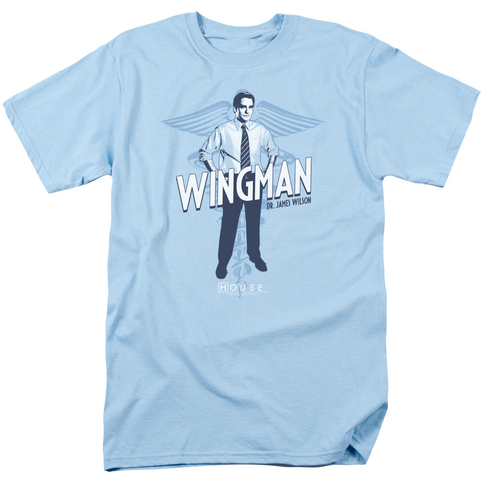 AN OFFCIALLY LICENSED HOUSE WINGMAN MEN'S REGULAR FIT T-SHIRT LIGHT BLUE