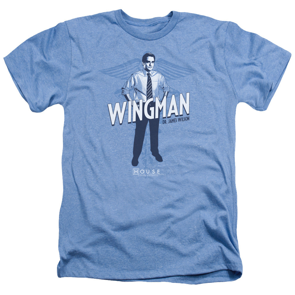 AN OFFCIALLY LICENSED HOUSE WINGMAN MEN'S HEATHER T-SHIRT LIGHT BLUE