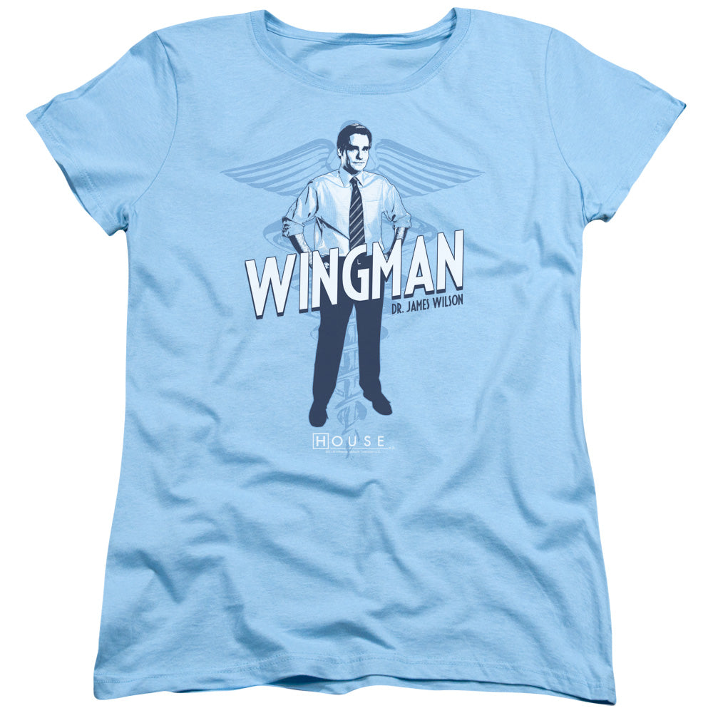 AN OFFCIALLY LICENSED HOUSE WINGMAN WOMEN'S REGULAR FIT T-SHIRT LIGHT BLUE