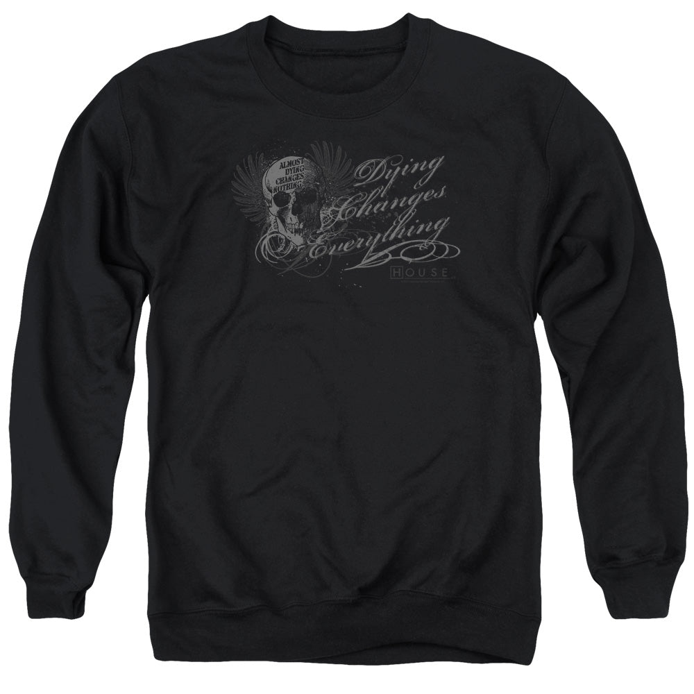 AN OFFCIALLY LICENSED HOUSE CHANGES EVERYTHING ADULT UNISEX CREWNECK SWEATSHIRT BLACK