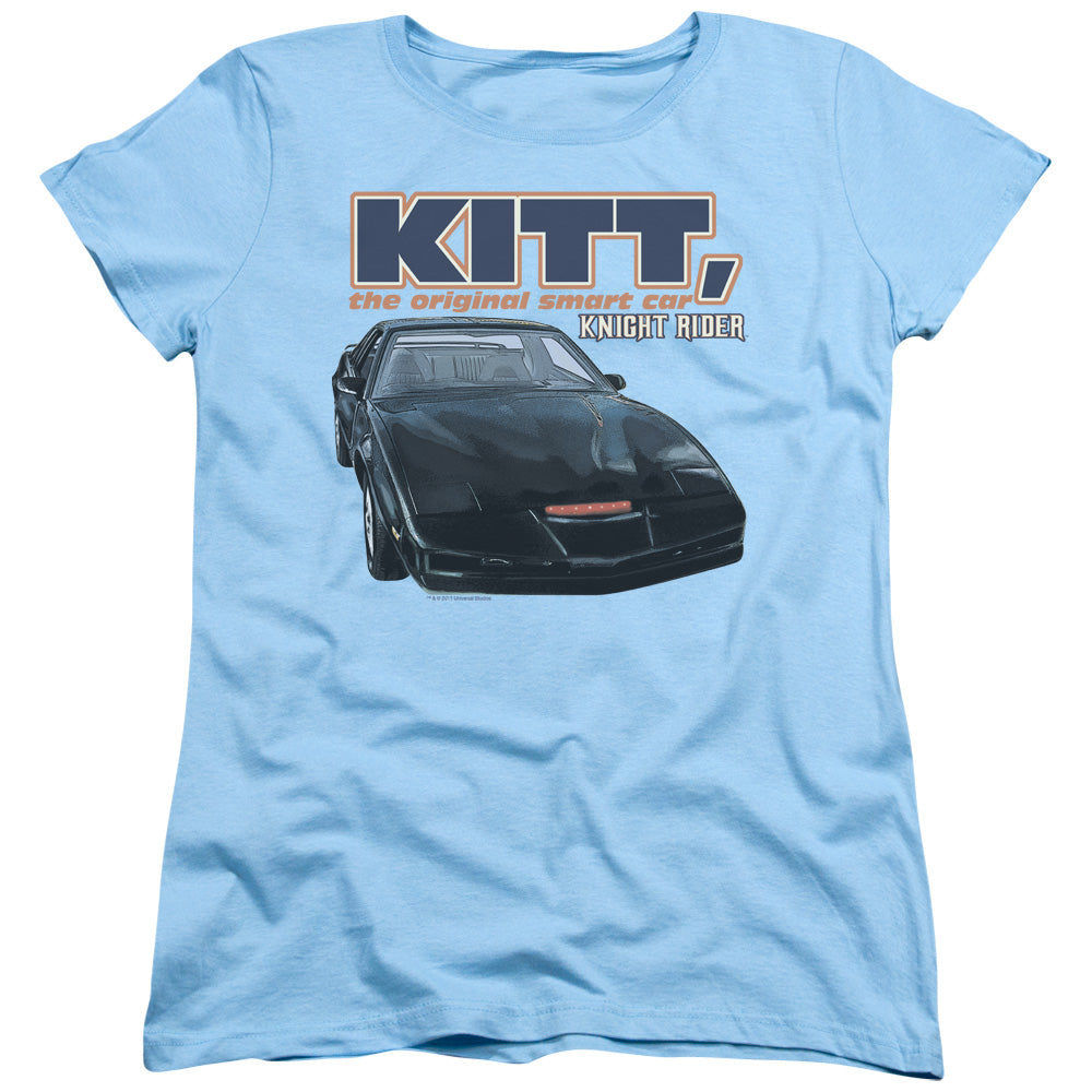 AN OFFCIALLY LICENSED KNIGHT RIDER ORIGINAL SMART CAR WOMEN'S REGULAR FIT T-SHIRT LIGHT BLUE