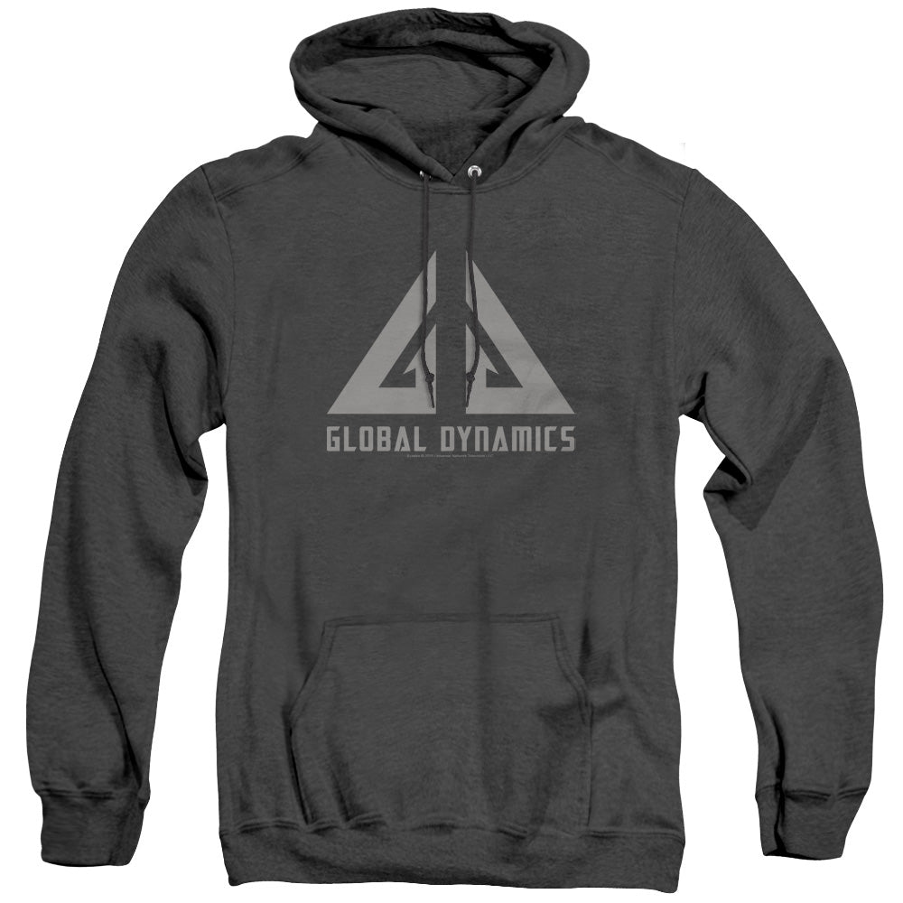 AN OFFCIALLY LICENSED EUREKA GLOBAL DYNAMICS LOGO ADULT UNISEX HEATHER PULLOVER HOODIE BLACK