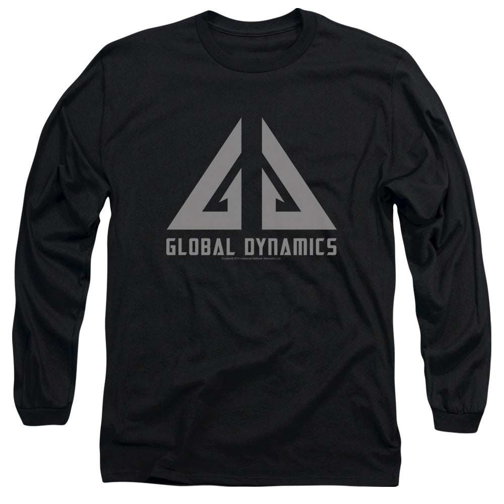 AN OFFCIALLY LICENSED EUREKA GLOBAL DYNAMICS LOGO MEN'S LONG SLEEVE T-SHIRT BLACK