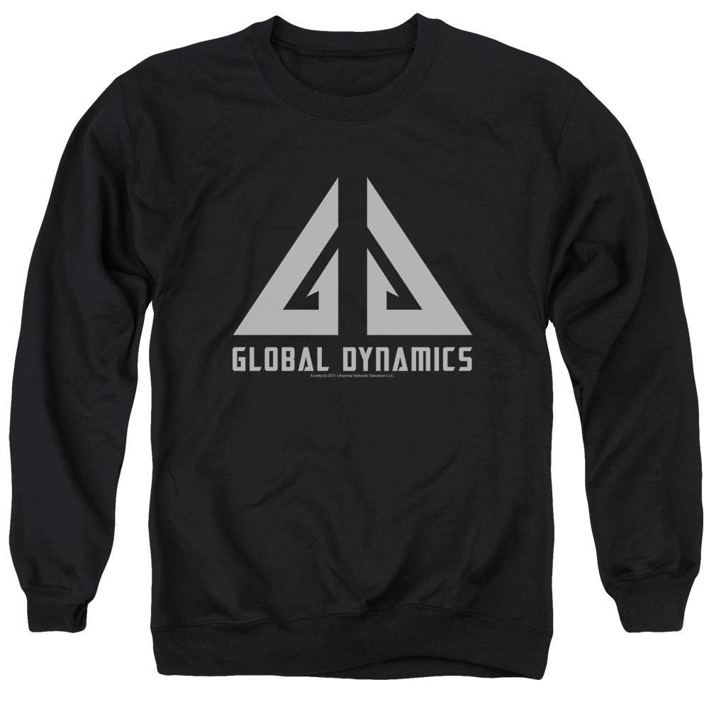 AN OFFCIALLY LICENSED EUREKA GLOBAL DYNAMICS LOGO ADULT UNISEX CREWNECK SWEATSHIRT BLACK