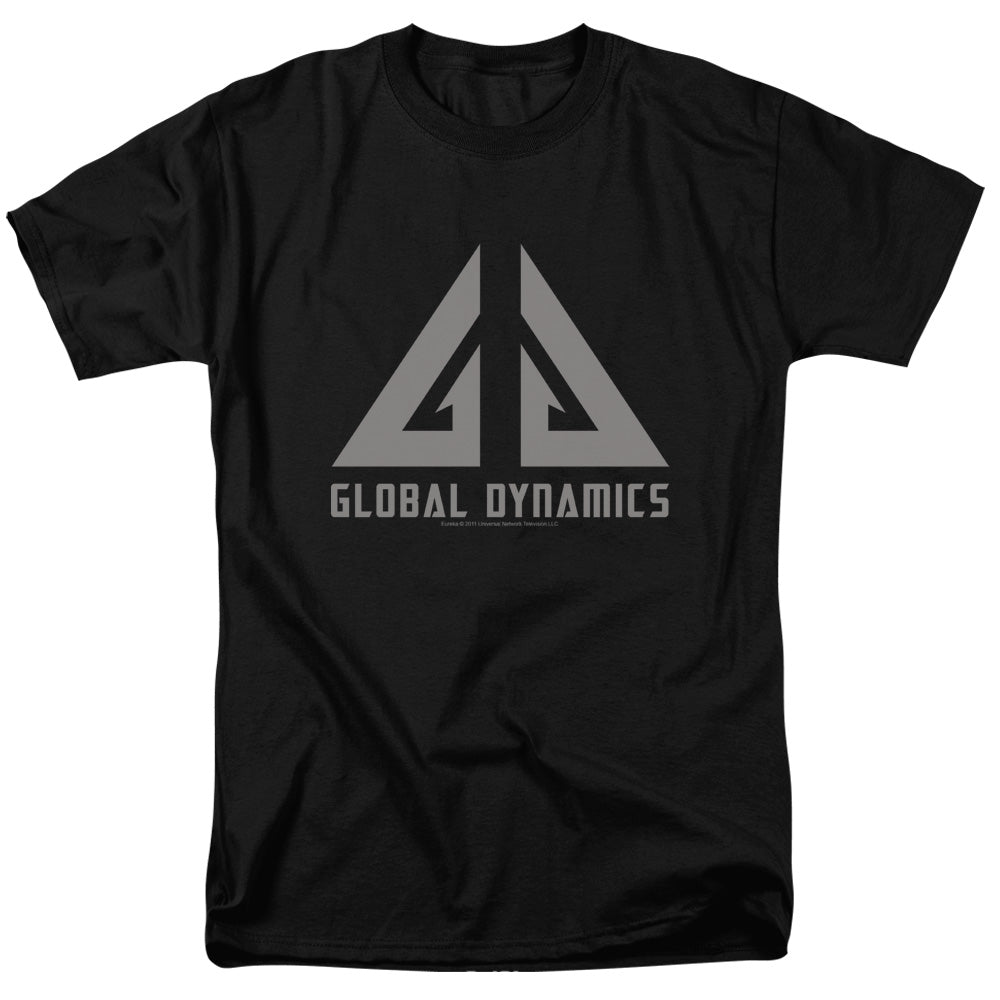 AN OFFCIALLY LICENSED EUREKA GLOBAL DYNAMICS LOGO MEN'S REGULAR FIT T-SHIRT BLACK