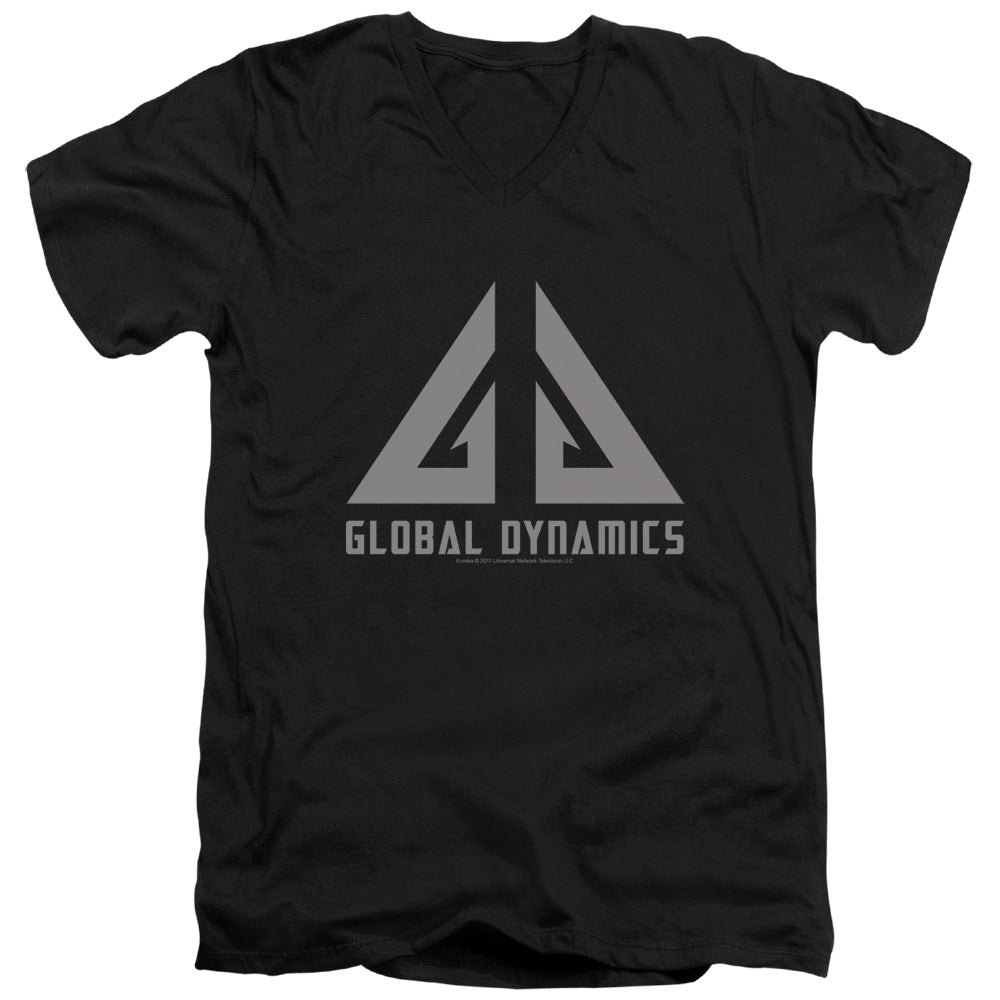 AN OFFCIALLY LICENSED EUREKA GLOBAL DYNAMICS LOGO MEN'S V-NECK T-SHIRT BLACK