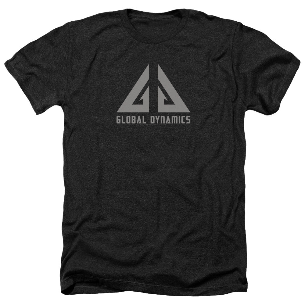 AN OFFCIALLY LICENSED EUREKA GLOBAL DYNAMICS LOGO MEN'S HEATHER T-SHIRT CHARCOAL