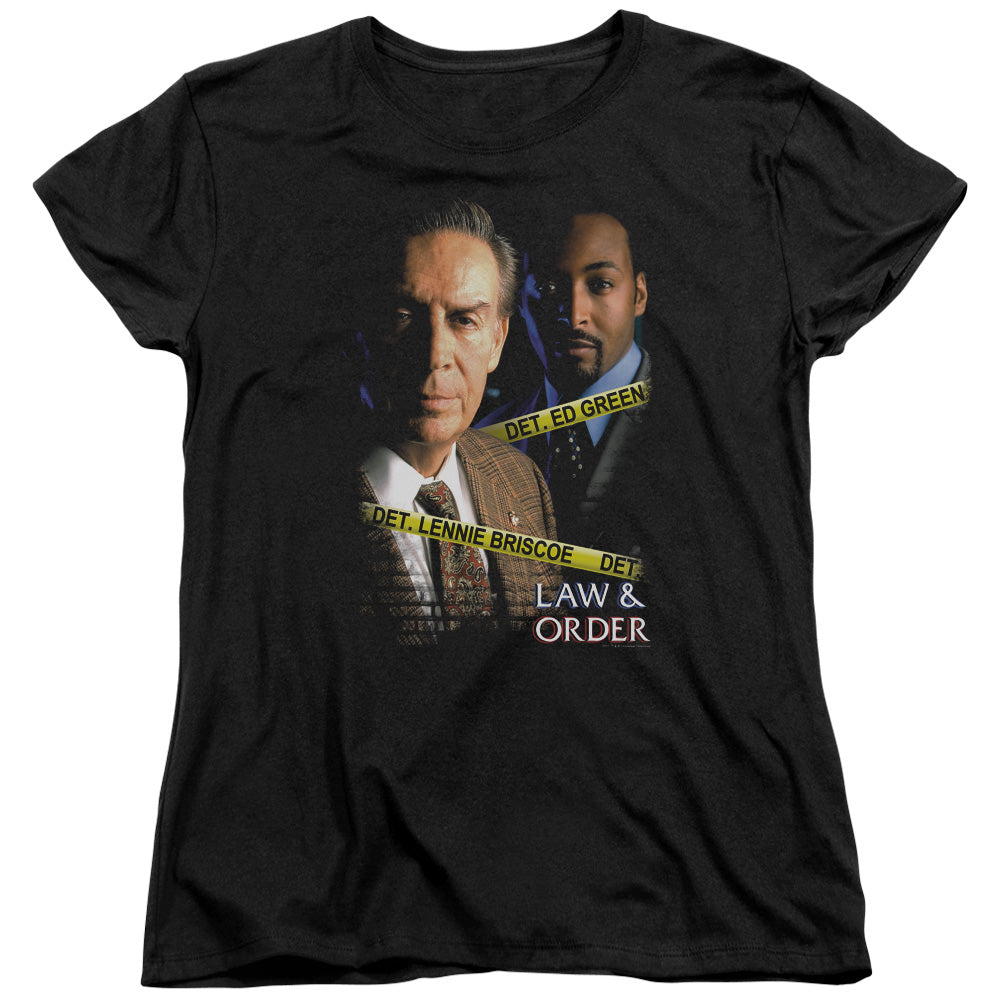 AN OFFCIALLY LICENSED LAW AND ORDER BRISCOE&GREEN WOMEN'S REGULAR FIT T-SHIRT BLACK