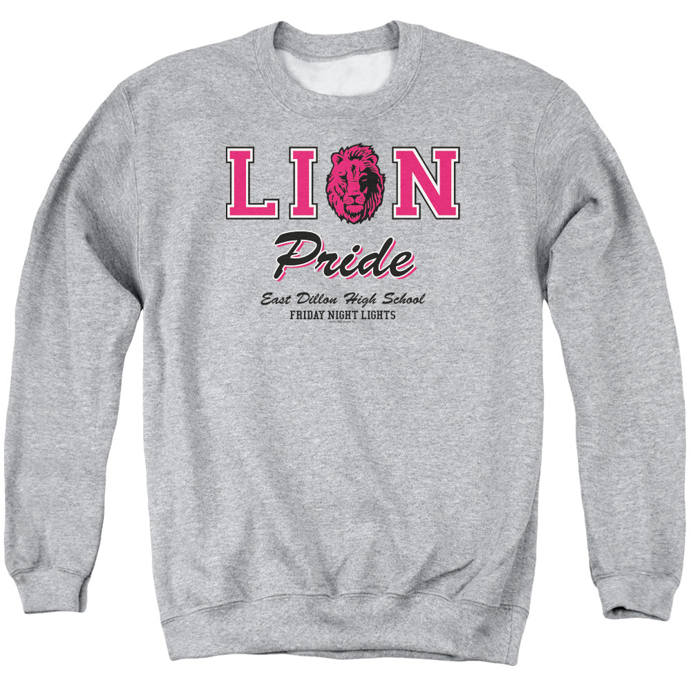 AN OFFCIALLY LICENSED FRIDAY NIGHT LIGHTS LIONS PRIDE ADULT UNISEX CREWNECK SWEATSHIRT ATHLETIC HEATHER