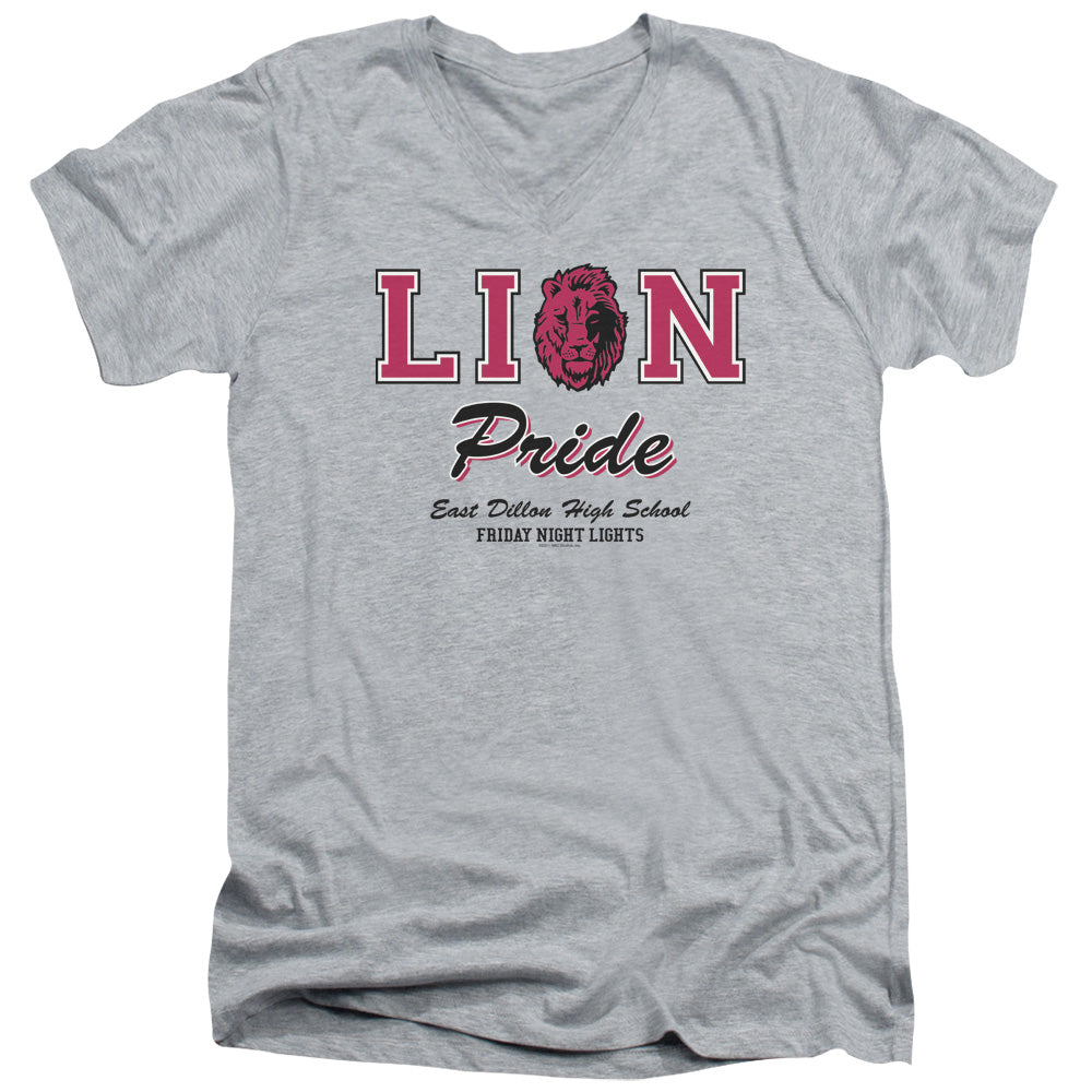 AN OFFCIALLY LICENSED FRIDAY NIGHT LIGHTS LIONS PRIDE MEN'S V-NECK T-SHIRT ATHLETIC HEATHER