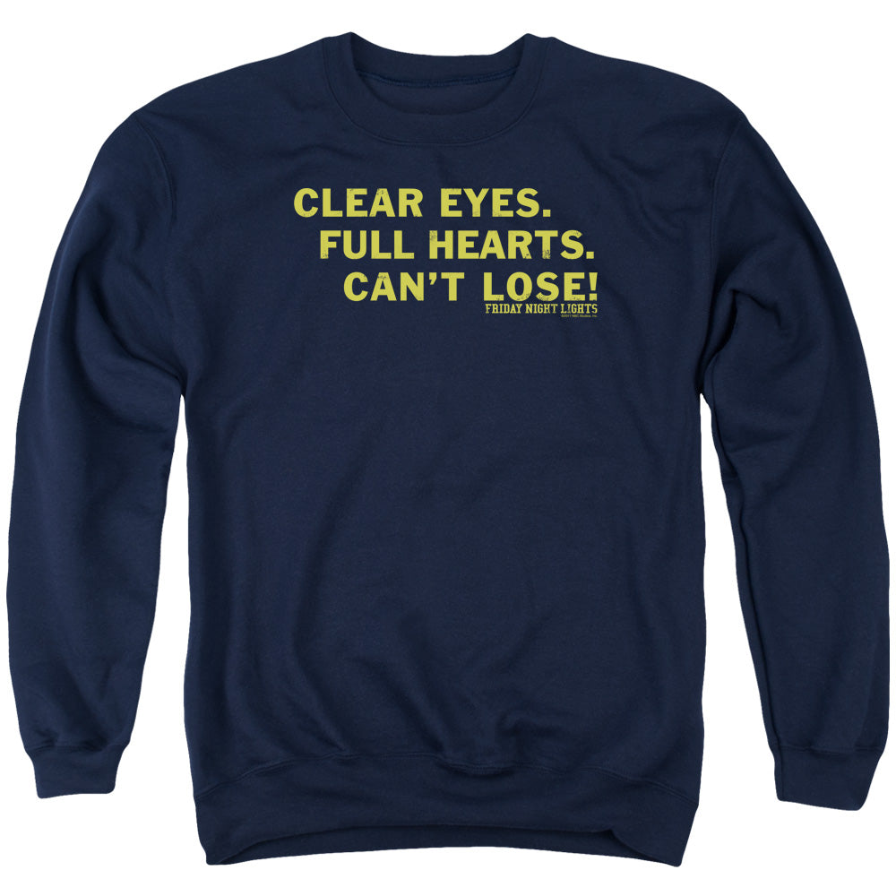 AN OFFCIALLY LICENSED FRIDAY NIGHT LIGHTS CLEAR EYES ADULT UNISEX CREWNECK SWEATSHIRT NAVY