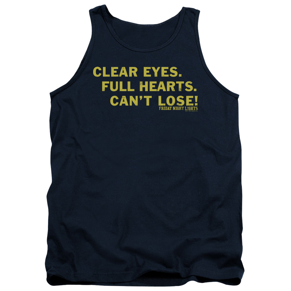 AN OFFCIALLY LICENSED FRIDAY NIGHT LIGHTS CLEAR EYES ADULT UNISEX TANK TOP NAVY
