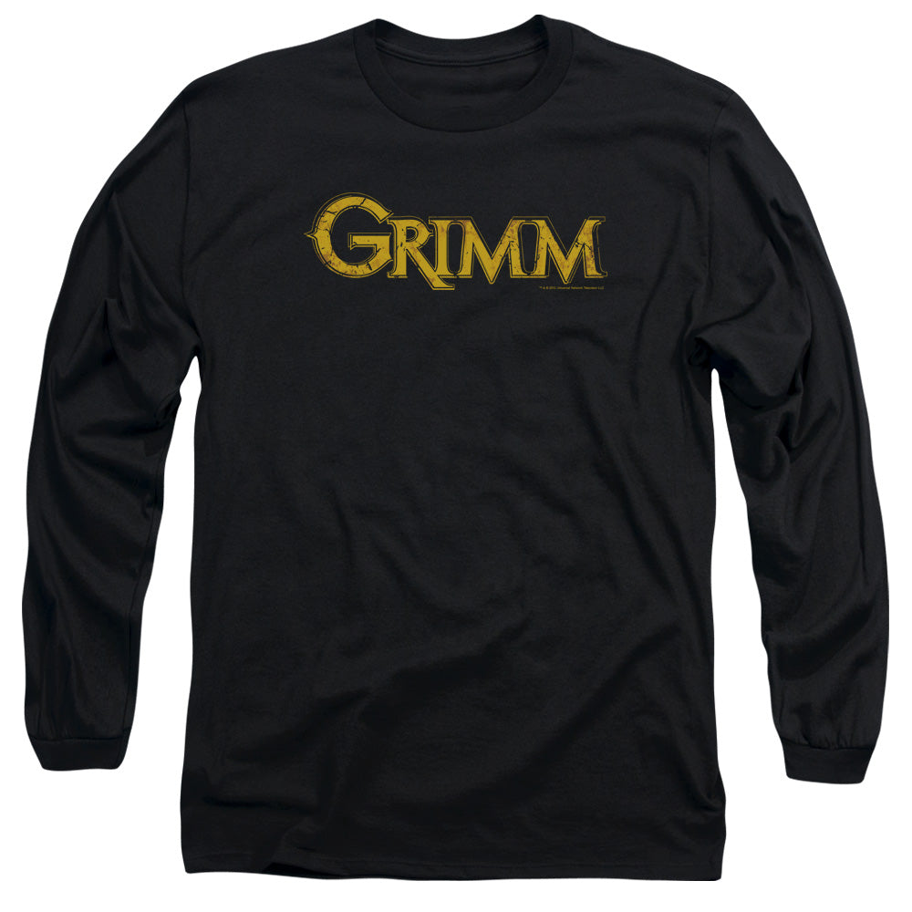 AN OFFCIALLY LICENSED GRIMM GOLD LOGO MEN'S LONG SLEEVE T-SHIRT BLACK