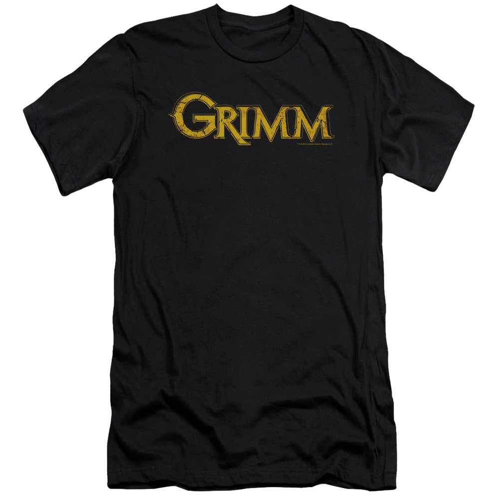 AN OFFCIALLY LICENSED GRIMM GOLD LOGO MEN'S PREMIUM SLIM FIT T-SHIRT BLACK