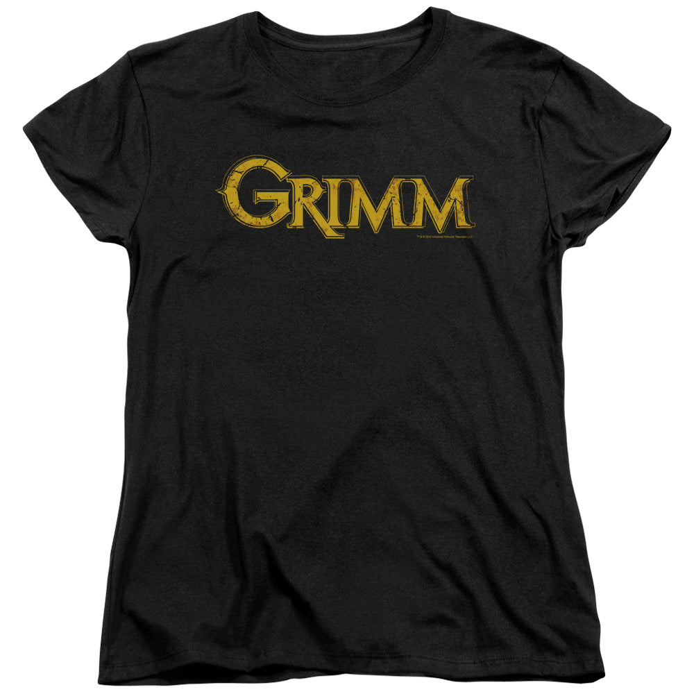 AN OFFCIALLY LICENSED GRIMM GOLD LOGO WOMEN'S REGULAR FIT T-SHIRT BLACK