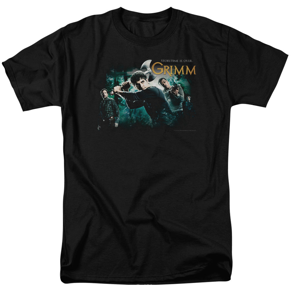 AN OFFCIALLY LICENSED GRIMM STORYTIME IS OVER MEN'S REGULAR FIT T-SHIRT BLACK