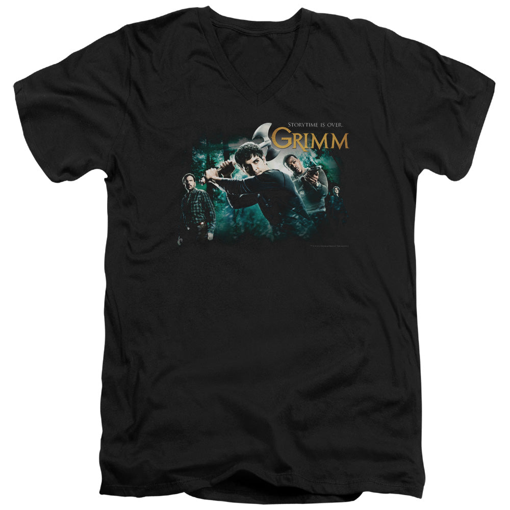 AN OFFCIALLY LICENSED GRIMM STORYTIME IS OVER MEN'S V-NECK T-SHIRT BLACK