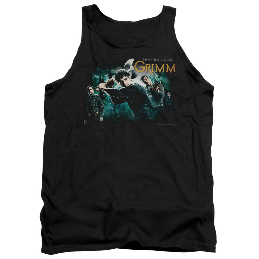 AN OFFCIALLY LICENSED GRIMM STORYTIME IS OVER ADULT UNISEX TANK TOP BLACK