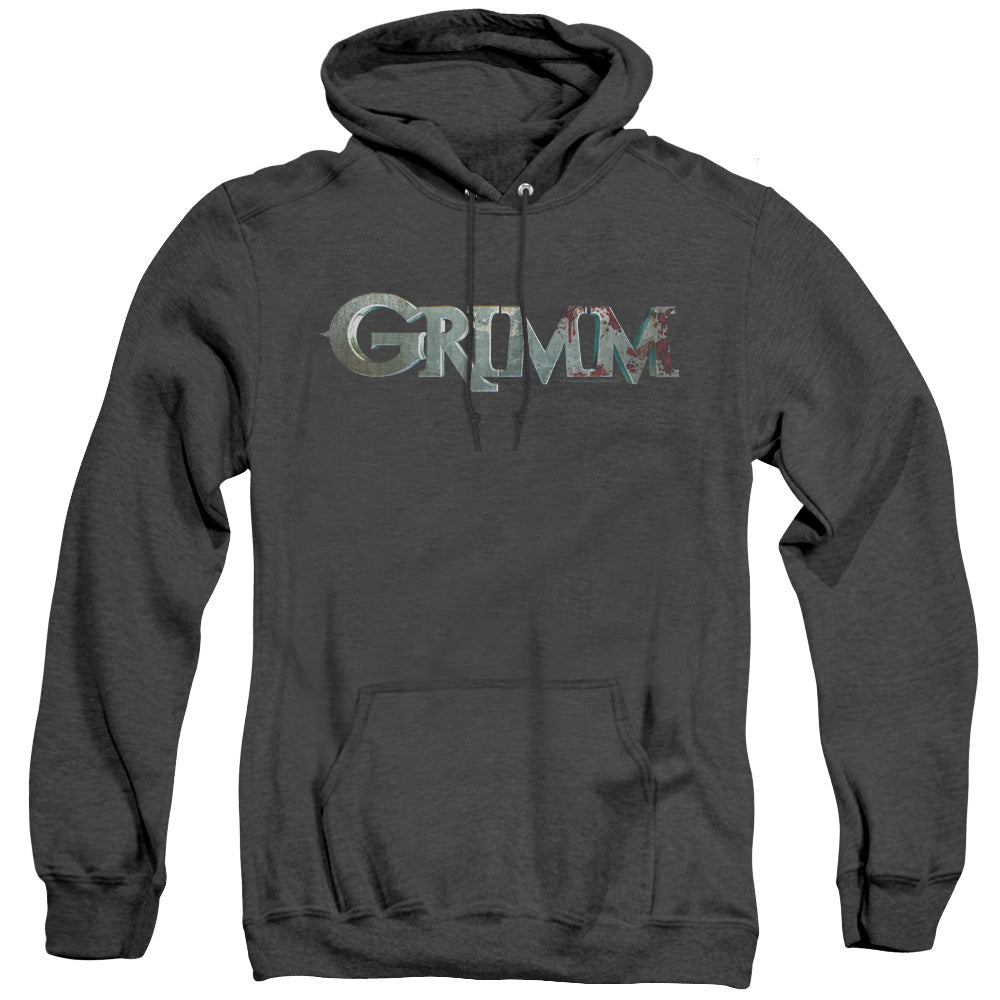 AN OFFCIALLY LICENSED GRIMM BLOODY LOGO ADULT UNISEX HEATHER PULLOVER HOODIE BLACK