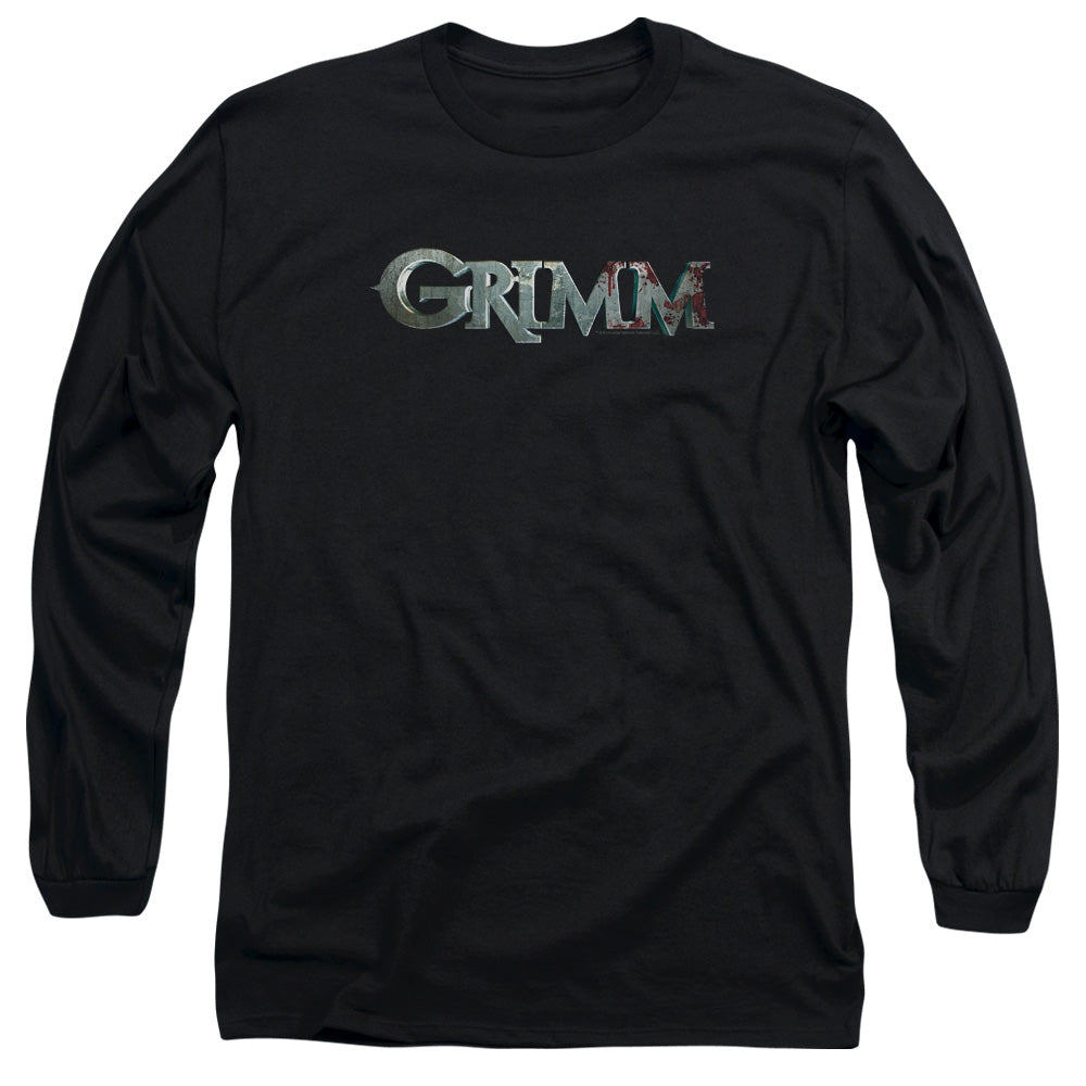 AN OFFCIALLY LICENSED GRIMM BLOODY LOGO MEN'S LONG SLEEVE T-SHIRT BLACK