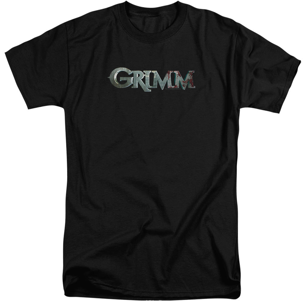 AN OFFCIALLY LICENSED GRIMM BLOODY LOGO MEN'S TALL FIT T-SHIRT BLACK
