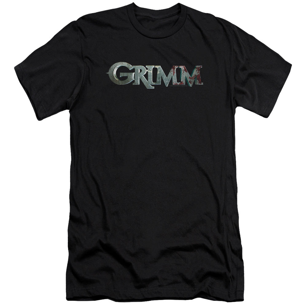 AN OFFCIALLY LICENSED GRIMM BLOODY LOGO MEN'S PREMIUM SLIM FIT T-SHIRT BLACK