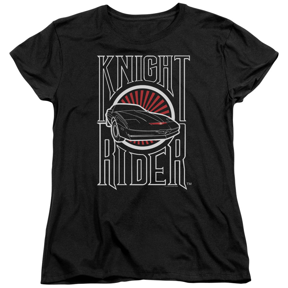 AN OFFCIALLY LICENSED KNIGHT RIDER LOGO WOMEN'S REGULAR FIT T-SHIRT BLACK
